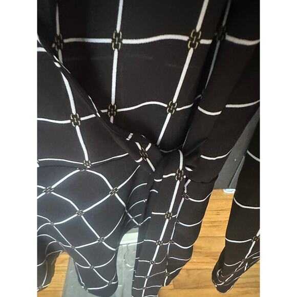 Michael Kors Surplice Peplum Blouse – Black & White Windowpane - Picture 2 of 7